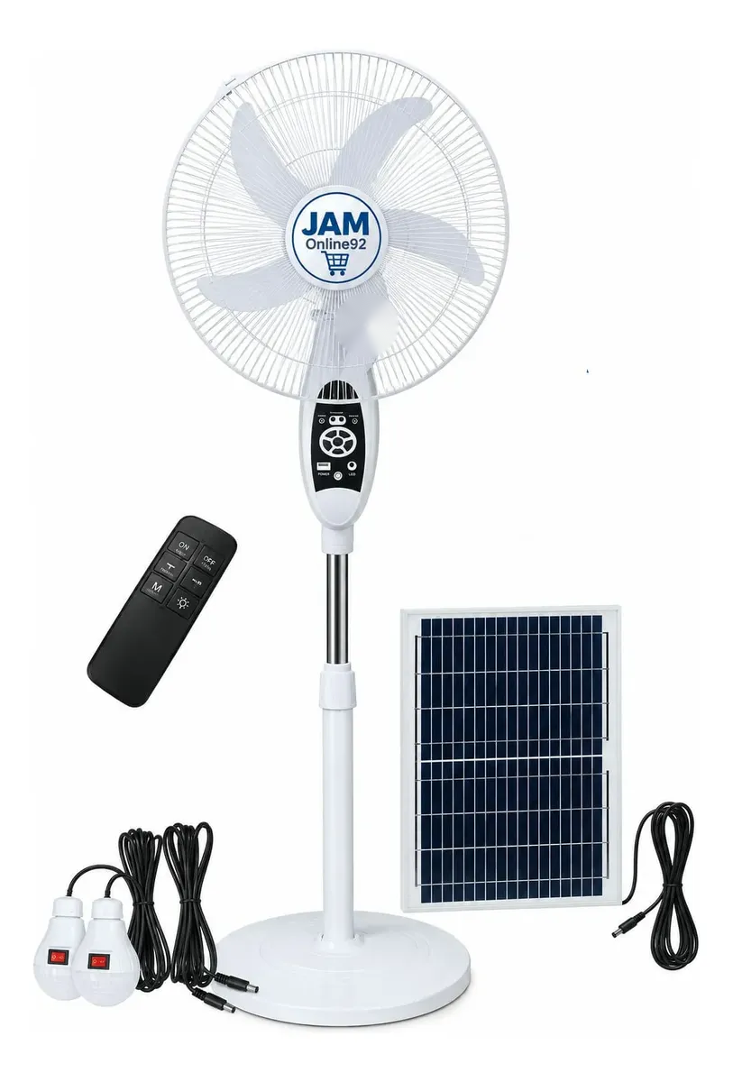 Ventilador solar sin marca visible